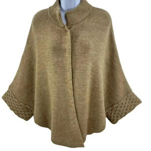 Cocogio Made In Italy Alpaca Wool Blend Button Up Cardigan Shrug Poncho Sweater